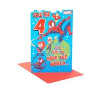 UK Greetings | Marvel 4th Birthday Card for Him/Boy | Happy Birthday Gifts | Him, Boys, Men | Pop-Up Design | With Envelope | 155 x 235 mm