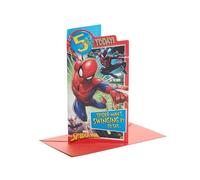 UK Greetings Marvel 5th Birthday Card For Him/Boy With Envelope - Badge Design, With Spider-Man