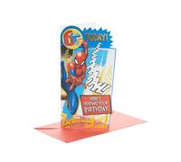 UK Greetings Marvel 6th Birthday Card For Him/Boy With Envelope - Badge Design - With Spider-Man, 121mm x 229mm