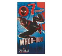 UK Greetings Marvel 7th Birthday Card For Him/Boy With Envelope - Badge Design - With Spider-Man