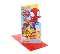 UK Greetings | Marvel Spidey and His Amazing Friends 4th Birthday Card for Him/Boy | Happy Birthday Gifts | Him, Boys, Men | Spiderman Design | With Badge & Envelope | 127 x 235 mm