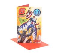 UK Greetings | Marvel The Avengers 6th Birthday Card for Him/Boy | Happy Birthday Gifts | Him, Boys, Men | Captain America & Heroes Design | With Envelope | 155 x 235 mm
