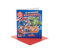 UK Greetings | Marvel The Avengers Card for Grandson | Happy Birthday Gifts | Him, Boys, Men | Hero Design | With Envelope | 15.9x18.4cm