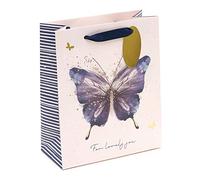 UK Greetings Medium Gift Bag for Her/Friend - Purple Butterfly Design