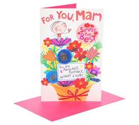 UK Greetings | Mother's Day Card for Mam | Wigwam Bouquet of Flowers Design