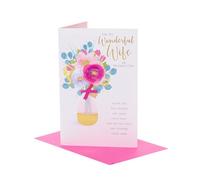 UK Greetings | Mother's Day Card for Wife | Pink Floral Design