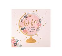 UK Greetings Mother's Day Card for Wife With Envelope - Cut-Out Globe Design, 186x186mm
