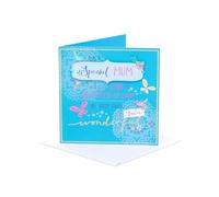 UK Greetings Mother's Day Card from Son & Daughter-In-Law With Envelope - Sparkle Design,Blue