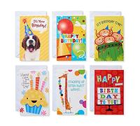 UK Greetings | Multipack of 12 Birthday Cards for Boys/Girls/Kids | Happy Birthday Gifts | 6 Colourful Designs | with Keepsake Box & Envelopes | 22.22 x 14cm