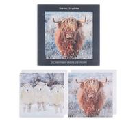 UK Greetings | Multipack of 12 Christmas Cards | 2 Animal Designs