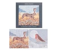 UK Greetings Multipack of 12 Christmas Cards for Him/Her/Friend - 2 Artistic Animal Designs
