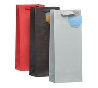 UK Greetings | Multipack of 3 Bottle Bags for Him/Her/Friend | Christmas Gifts | New Year | Red, Silver & Black Design | 13.3 x 32.7 x 8.3 cm