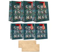 UK Greetings Multipack of 3 Large & 3 Medium Bags and 10 Sheets of Gold Tissue Paper - Luxury Foliage Design