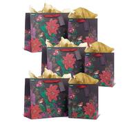 UK Greetings Multipack of 3 Large Gift Bags, 3 Medium Gift Bags & 2 Tissue Packs for Him/Her/Friend - for Christmas - RHS Floral Design