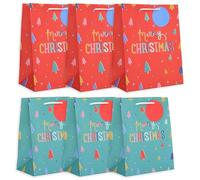 UK Greetings | Multipack of 3 Large Gift Bags & 3 Medium Gift Bags for Him/Her/Friend | For Christmas Gifts | Bright Trees Design