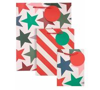 UK Greetings Multipack of 3 Mixed Gift Bags - Large, Medium & Small - Christmas Stars Pattern