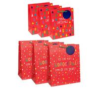 UK Greetings Multipack of 6 Medium/Large Christmas Giftbags - Bright Design
