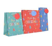 UK Greetings | Multipack of Giftbags for Him/Her/Friend | 1 Medium Gift Bag, 1 Large Gift Bag & 1 Bottle Bag | For Christmas Gifts | Essentials Brights Design
