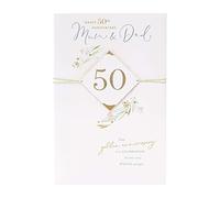 UK Greetings Mum and Dad 50th Wedding Anniversary Card - Golden Anniversary Card - Classic Lettering Design
