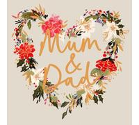 UK Greetings Mum & Dad Christmas Card Gold Foiled Festive Heart Wreath Xmas Greetings - Carlton Cards Eco-Friendly, Luxurious, Heartfelt, For Parents, Artistic, Festive Design, Gold Foil