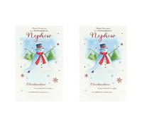 UK Greetings - Nephew Christmas Card - Christmas Card for Nephew - Traditional Snowman Design (Pack of 2)
