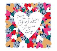 UK Greetings One I Love Christmas Card & Always Foiled Die-Cut Love Hearts 8 X 8 mas Greetings - Carlton Cards Heartfelt Wishes, Eco-Friendly, Elegant Design, Foiled Hearts, Memorable Token