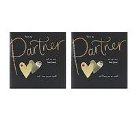 UK Greetings Partner Valentines Day Card For Him/Her With Envelope - Dark & Gold Design (Pack of 2)