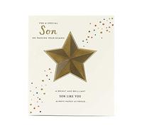 UK Greetings - Passing Exams Card - Son Passed Exams - Congratulations Card - Elegant Gold Star Theme