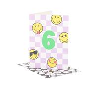 UK Greetings | Smiley World 6th Birthday Card | Happy Birthday Gifts | Him, Boys, Men | Silver Foil Design | With Envelope | 13.3x18.4cm