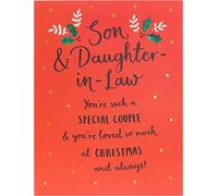 UK Greetings Son and Daughter-in-Law Christmas Card - Christmas Card from Mum and Dad - Christmas Card for Him - Son Christmas Card, Multi, 670751-0-1