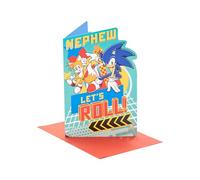 UK Greetings | Sonic the Hedgehog Card for Nephew | Happy Birthday Gifts | Him, Boys, Men | Let's Roll Design | With Envelope | 13.7x21cm