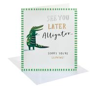 UK Greetings | Sorry You're Leaving Card | Alligator Design | Thank You/Good Luck | Greeting Card | Her/Him | With Envelope | 15.9 x 18.4cm
