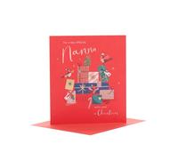 UK Greetings Special Nanna Christmas Card Festive Robins Delivering Gifts Xmas Greetings - Carlton Cards Heartfelt, Eco-Friendly, Charming Design, Festive Spirit, Keepsake, Love, Appreciation