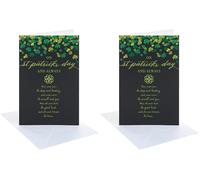 UK Greetings | St Patrick's Day Card for Him/Her/Friend | Clover Design | With Envelope | 13.7 x 21 cm (Pack of 2)