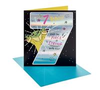 UK Greetings | Sttar Wars 7th Birthday Card for Boy | Grogu Design | Happy Birthday Gifts | Him/Boys/Men | With Envelope | 15.9 x 18.4cm