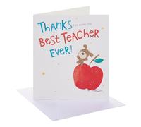 UK Greetings Thank you Card for Teacher | Woof Apple Design | With Envelope | Appreciation Cards | Her/Him | Greeting Card | 15.9 x 18.4cm