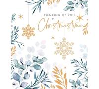 UK Greetings Thinking Of You Christmas Card At Christmastime Festive Foiled Xmas Greetings - Gibson Elegant Design, Heartfelt Gesture, Uplifting, Eco-Friendly, Ideal For Loved Ones