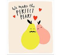 uk greetings Valentines Day Card For Him/Her With Envelope - Pear Design, Multi