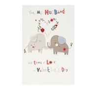 UK Greetings Valentine's Day Card for Husband - Adorable Elephants Design