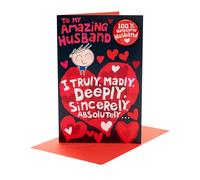 UK Greetings Valentine's Day Card for Husband - Funny 100% Handsome Badge Design