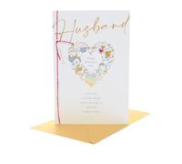 UK Greetings | Valentine's Day Card for Husband | Heart Wreath Design | I Love You Presents | Him/Boys/Men | With Envelope | 19.4cm x 29.5cm