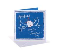 UK Greetings | Valentine's Day Card for Husband | I Love You Presents | Him, Boys, Men | Doves and Envelope Design | With Envelope | 21 x 21 cm
