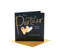 UK Greetings | Valentine's Day Card for Partner | I Love You Presents | Her/Him | Gold Hearts Design | With Envelope | 18.6cm x 18.6cm