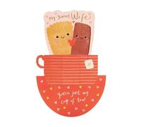 UK Greetings Valentine's Day Card For Wife - Pop Up Tea & Biscuits Design