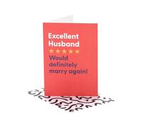 UK Greetings | Wedding Anniversary Card for Husband | Happy Anniversary | Him, Boys, Men | Funny Review Design | With Envelope | 12.7x17.8cm