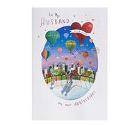 UK Greetings Wedding Anniversary Card for Husband - Hot Air Balloon Design