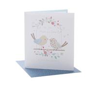 UK Greetings | Wedding Anniversary Card for Mum & Dad | Happy Anniversary | Her/Him | Birds Design | With Envelope | 165 x 190 mm