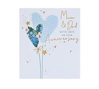 UK Greetings Mum & Dad Anniversary Card With Envelope - Pretty Hearts Design
