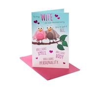 UK Greetings | Wedding Anniversary Card for Wife | Happy Anniversary | Her, Girls, Women | Cartoon Birds Design | With Envelope | 155 x 235 mm