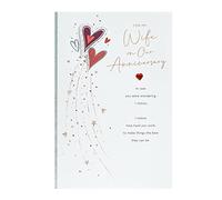 UK Greetings Wedding Anniversary Card for Wife - Red Hearts Design